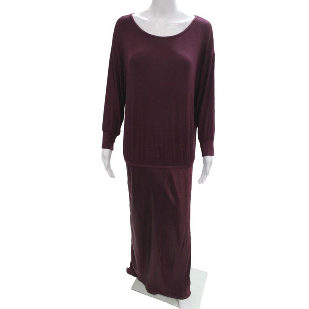 Michael Stars Women Purple Blouson Long Sleeve Scoop Neck Dress Rayon Size M